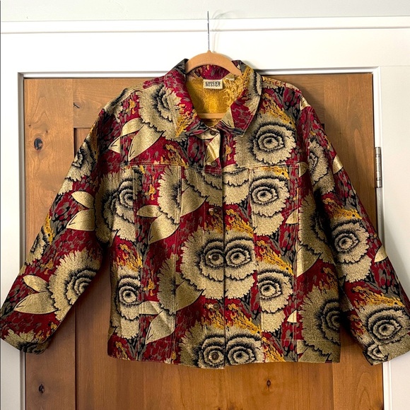 Chicos Design Silk Blend Sunflower Jacket Womens 3/XL Button down Art to Wear - Picture 1 of 12